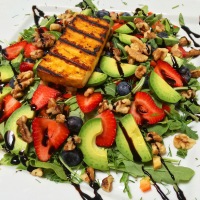 Berry and Avocado Summer Salad with Barbecued Tofu